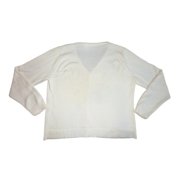 Vtg Liz Claiborne Coquette Christmas Cardigan Floral Red Bow Holiday Sweater Lg - Picture 2 of 4